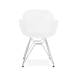 Mes Lot de 2 fauteuils design blanc piétement métal - UMILA