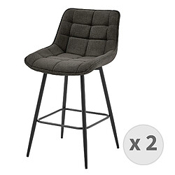 Moloo GRANT - Fauteuil de bar en tissu Gris souris et métal noir (x2) 