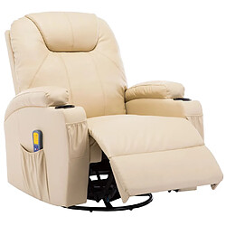 Acheter Helloshop26 Fauteuil électrique à bascule de massage confort relaxant massant détente synthétique crème 1702040