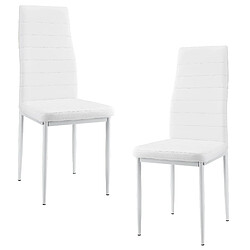 Helloshop26 Lot de 2 chaises de salle à manger sièges empilables similicuir 96 cm blanc 03_0005742