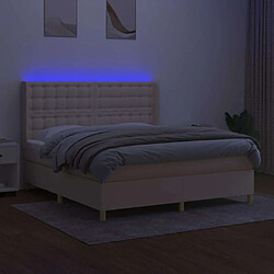 Avis Maison Chic Lit adulte- Lit + matelas + LED,Sommier à lattes de lit matelas et LED Crème 180x200 cm Tissu -GKD54021