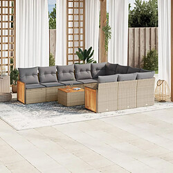 vidaXL Salon de jardin 11 pcs avec coussins beige résine tressée 