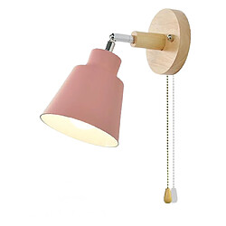 Universal Intérieur nordique Lampe murale en bois côté lit 27 chambre couloir 47 lampes murales 4 couleurs avec fermeture éclair interrupteur libre pivotant (rose)