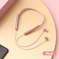 Universal Écouteurs sans fil Bluetooth Casque Cravate Casque Suspension Cou Exécution Mouvement Bouchons d'oreille Étanche Élimination du bruit Écouteurs(Rose)