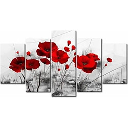 @PRINTING MALL-Unframed 5 pcs Rouge Miracle Nature Fleurs Plantes Coquelicots Tableaux Photo Sur Toile Impression Sur Toile 