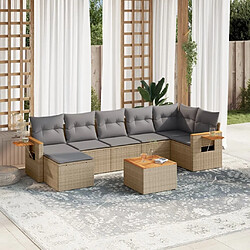 Maison Chic Salon de jardin avec coussins 8 pcs | Ensemble de Table et chaises | Mobilier d'Extérieur beige résine tressée -GKD11661