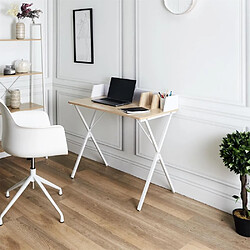 The Home Deco Factory Bureau en bois et métal Brice blanc.