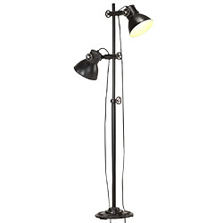 vidaXL Lampadaire avec 2 abat-jour Noir E27 Fonte 