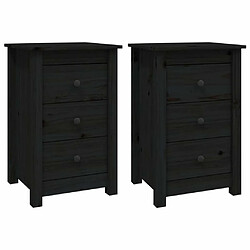 Maison Chic Lot de 2 Tables de chevet - Tables de Nuit Noir 40x35x61,5 cm Bois de pin massif