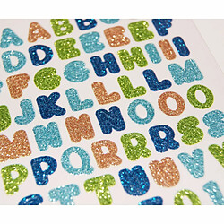 Youdoit 69 Autocollants - Alphabet - Tons bleus - Paillettes - 0,8 cm 