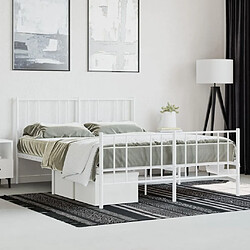 Acheter Maison Chic Lit adulte - Lit simple Cadre de lit métal avec tête de lit/pied de lit,Structure du lit Contemporain pour chambre blanc 120x190cm -MN32678