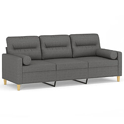 Maison Chic Canapé 3 places avec oreillers,Sofa de Salon,Canapé droit gris foncé 180 cm tissu -GKD581876