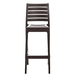 Decoshop26 Tabouret de bar pour intérieur ou extérieur en plastique marron empilable avec repose-pieds10_0000093 