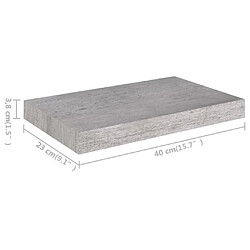 vidaXL Étagères murales flottantes 4 pcs gris béton 40x23x3,8 cm MDF pas cher