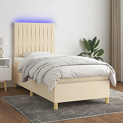 vidaXL Sommier à lattes de lit et matelas et LED Crème 100x200cm Tissu 