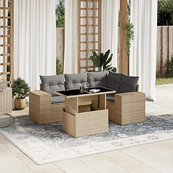 vidaXL Salon de jardin avec coussins 5 pcs beige résine tressée 