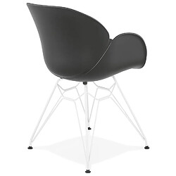 Acheter Alterego Chaise moderne 'FIDJI' noire avec pieds en métal blanc