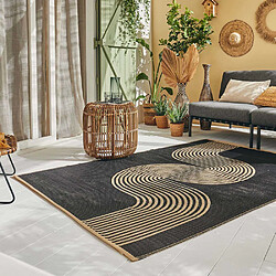 Jardindeco Tapis extérieur en polypropylène Spargi 1743 noir 120 x 160 cm.