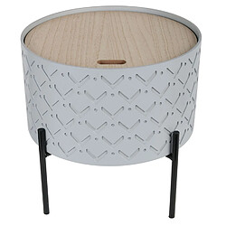 The Home Deco Factory Table d'appoint avec coffre en Métal et MDF - Diam.35 cm - Gris