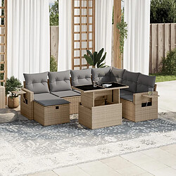 vidaXL Salon de jardin avec coussins 8 pcs beige résine tressée 