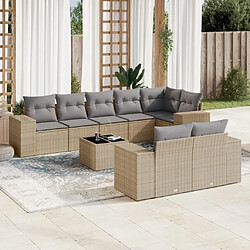 Maison Chic Salon de jardin avec coussins 9 pcs, Ensemble Tables et chaises de jardin, beige résine tressée -GKD684137