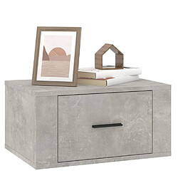 Avis vidaXL Table de chevet murale Gris béton 50x36x25 cm