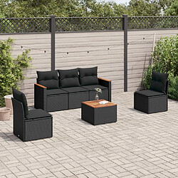 Maison Chic Ensemble Tables et chaises d'extérieur 6pcs avec coussins,Salon de jardin noir résine tressée -GKD988496