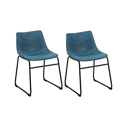 Beliani Chaise de salle à manger BATAVIA Set de 2 Tissu Bleu azur