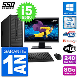 PC Tour HP EliteDesk 800 G2 Ecran 27" i5-6500 RAM 8Go SSD 240Go Windows 10 Wifi - Occasion