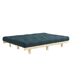 Avis Inside 75 Banquette convertible futon LEAN pin coloris bleu pétrole couchage 130*190 cm.