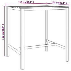 Acheter vidaXL Table de bar 110x100x110 cm Bois de pin imprégné