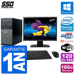 PC Tour Dell 790 MT Ecran 27" Intel G630 RAM 16Go SSD 120Go Windows 10 Wifi · Occasion 