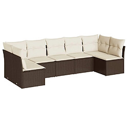 vidaXL Salon de jardin avec coussins 7 pcs marron résine tressée