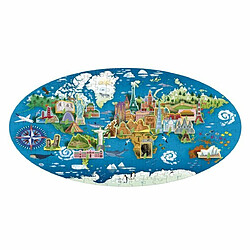 Ludendo Puzzle ovale 200 pièces + Livre - Les monuments du monde