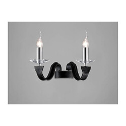 Luminaire Center Applique murale Nardini 2 Ampoules chrome poli/Faux cuir noir/cristal Coloris : chrome poli, noir Largeur en Cm : 44 Hauteur en Cm : 17 Profondeur en Cm : 15 Poids en Kilos : 1,3 Nombre d'ampoules : 2 Type d'ampoule : E14