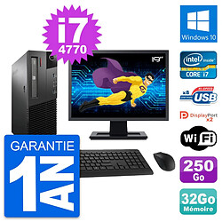 PC Lenovo M93p SFF Ecran 19" Intel i7-4770 RAM 32Go Disque 250Go Windows 10 Wifi - Occasion