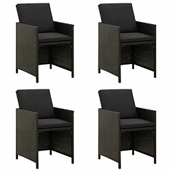 Maison Chic Lot de 4 Chaises de jardin,Fauteuil d'extérieur avec coussins Résine tressée Noir -MN45649