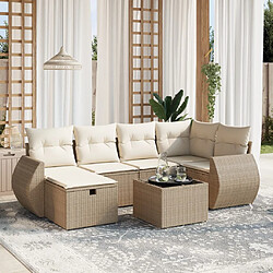 vidaXL Salon de jardin avec coussins 7 pcs beige résine tressée 