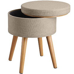 Helloshop26 Tabouret siège pouf avec coffre de rangement table basse beige 08_0000558