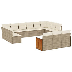 Maison Chic Salon de jardin avec coussins 13 pcs | Ensemble de Table et chaises | Mobilier d'Extérieur beige résine tressée -GKD35405