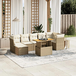 vidaXL Salon de jardin avec coussins 8 pcs beige résine tressée 