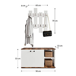 Acheter Armoire Multifonction - Meuble à Chaussures Catter House Kavala Blanco-Marrón 90x32x53 cm 2 Portes, 2 Étagères et Porte-Manteau