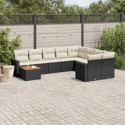 Maison Chic Salon de jardin 10 pcs avec coussins, Ensemble Tables et chaises d'extérieur noir résine tressée -GKD862657