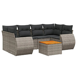 vidaXL Salon de jardin avec coussins 7 pcs gris résine tressée