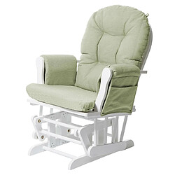 Mendler Fauteuil relax HWC-C76 fauteuil à bascule, rocking-chair, tissu ~ vert clair, monture blanche