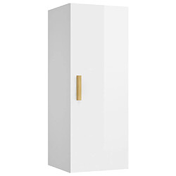 vidaXL Armoire murale Blanc brillant 34,5x34x90 cm Bois d'ingénierie