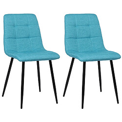 Decoshop26 Lot de 2 chaises de salle à manger en tissu bleu turquoise pieds métal noir mat style moderne CDS101111