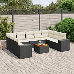 Maison Chic Salon de jardin 10 pcs avec coussins, Ensemble Tables et chaises d'extérieur noir résine tressée -GKD866136