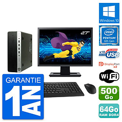 PC HP 600 G3 SFF Ecran 27" Intel G4400 RAM 64Go Disque Dur 500Go Windows 10 Wifi · Occasion 