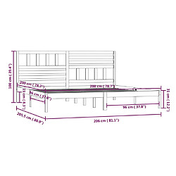 vidaXL Cadre de lit Bois de pin massif 200x200 cm pas cher